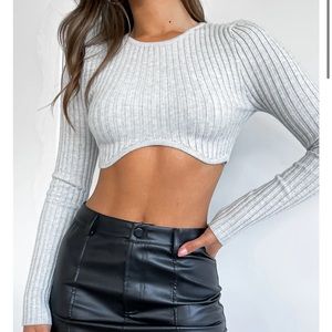Gray Crop Long Sleeve